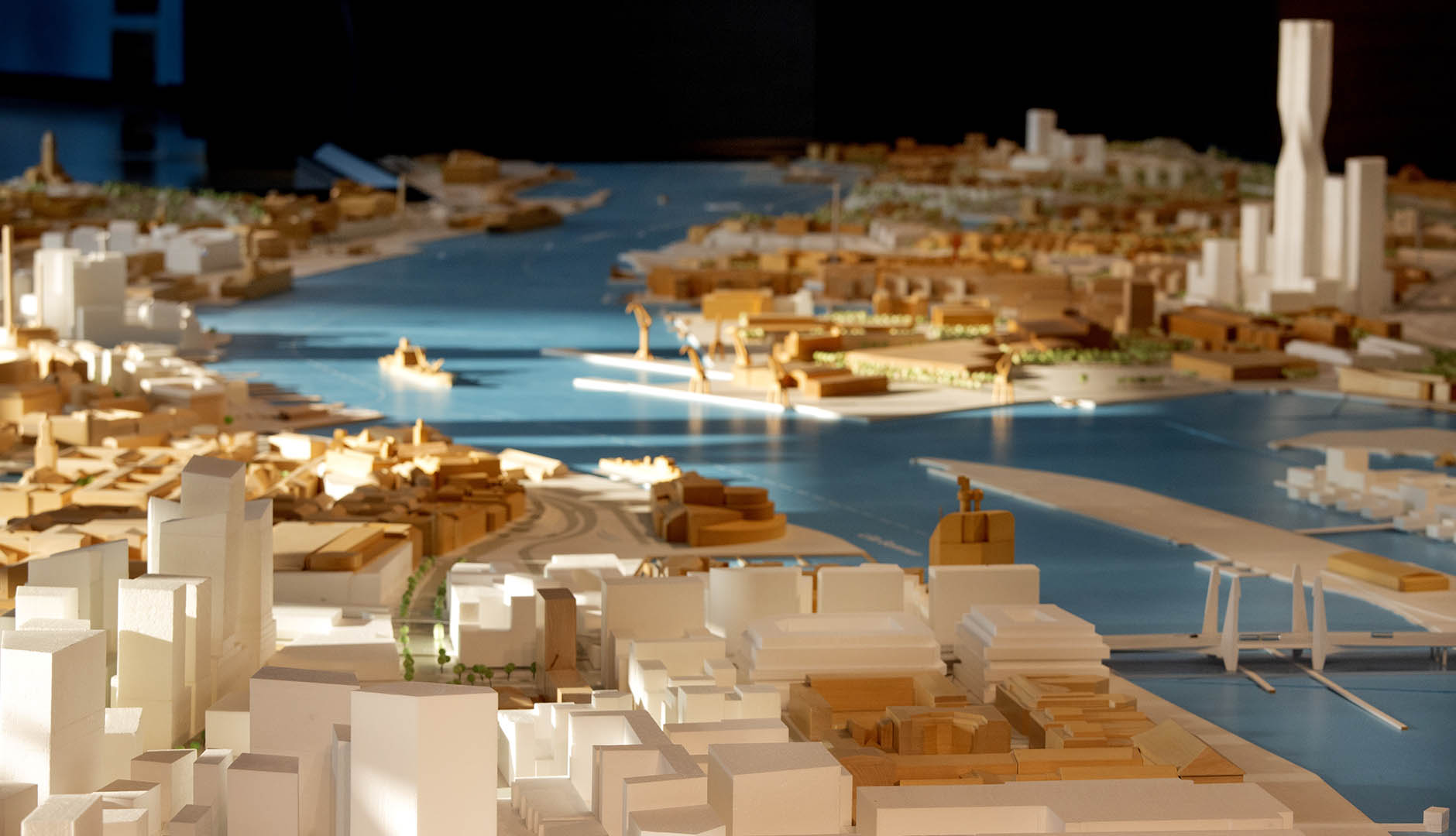 Modell över Göteborg med framtida byggprojekt