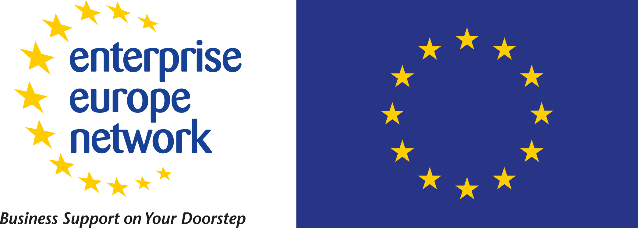 Enterprise Europe Network logotyp och EU-flagga