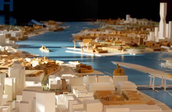 Modell över Göteborg med framtida byggprojekt